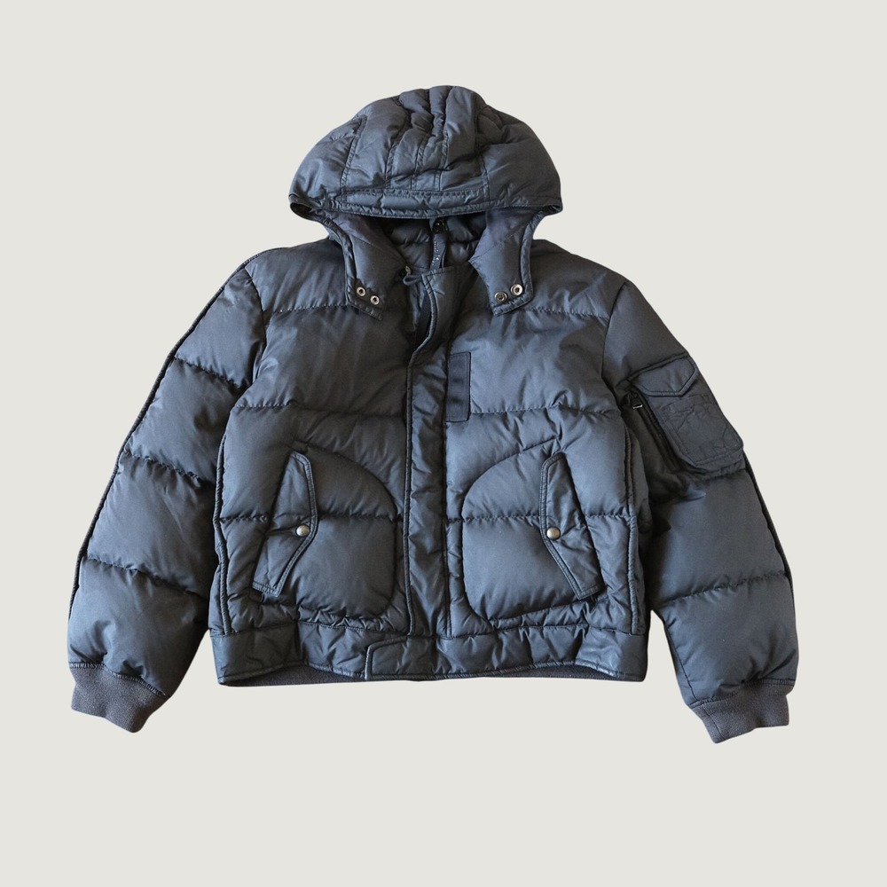 Polo Ralph Lauren Puffer Jacket Black Blue Down Fill Hooded Utility Mens Size XL